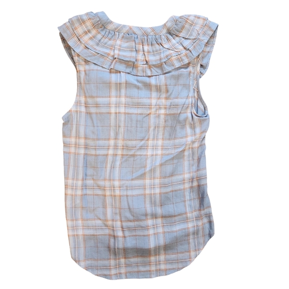 Veronica Beard NWT Size XS Leina Shirt in Vapor Multi, Sleeveless Ruffles Linen - Picture 11 of 14